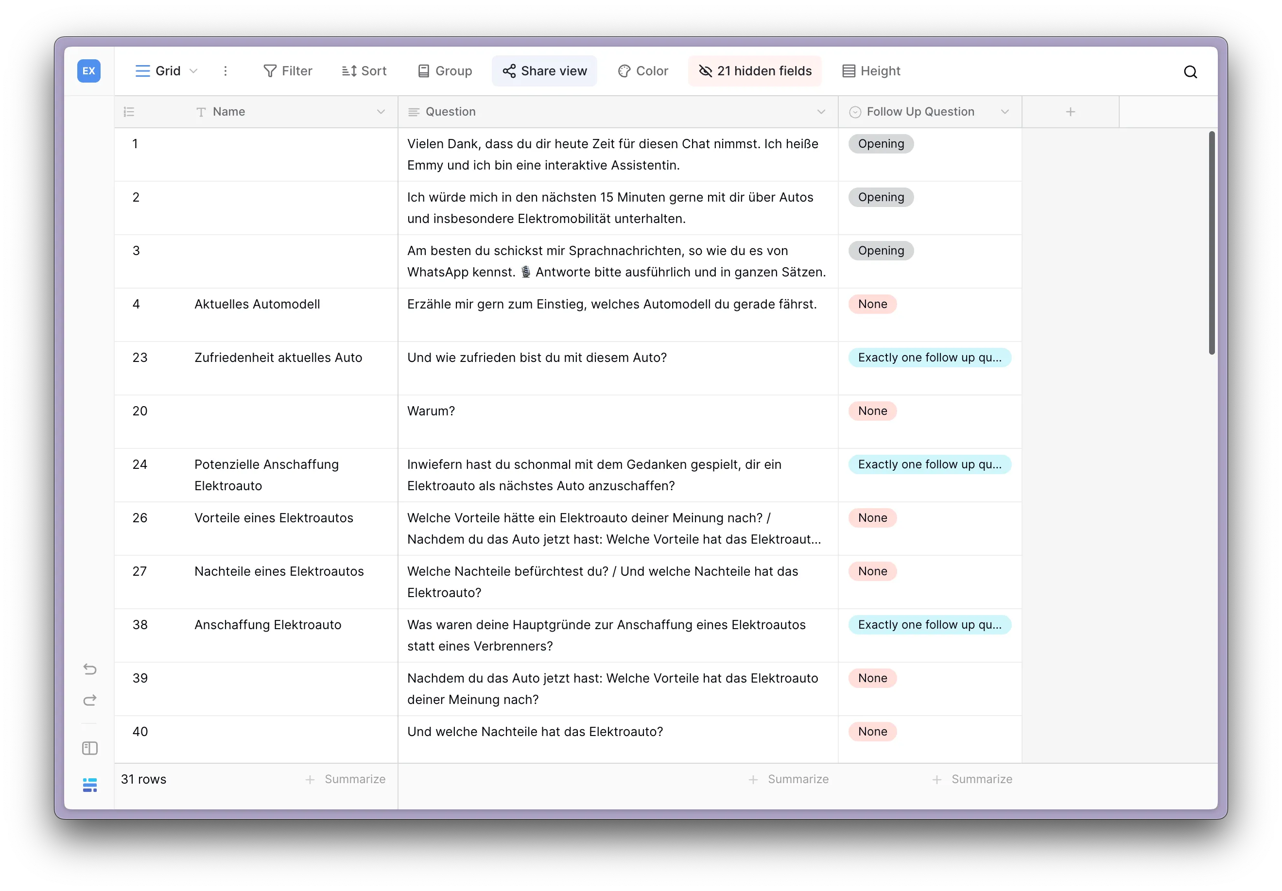 Die Konfiguration der Chat-Interviews erfolgt im Browser.