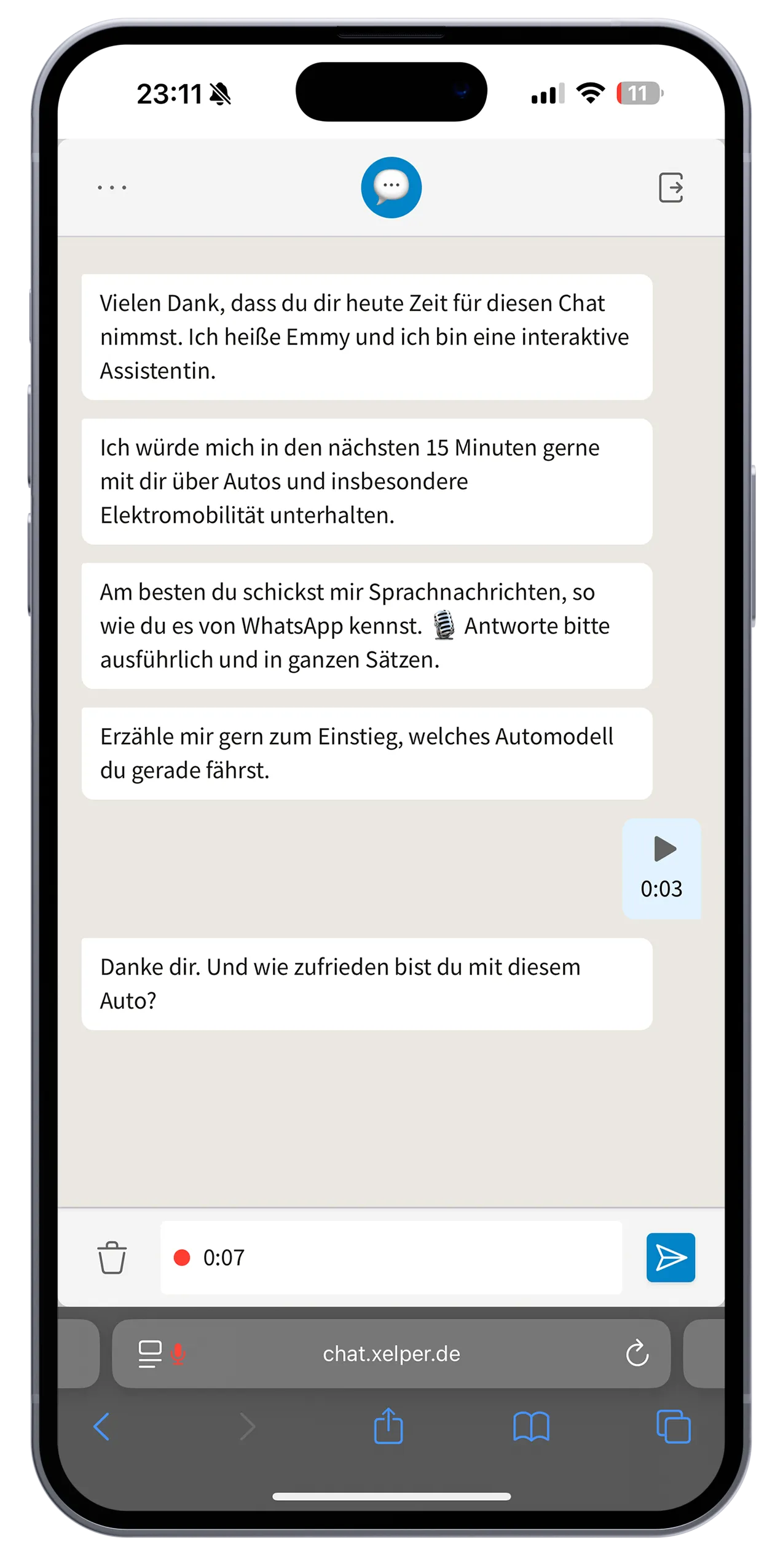 Bei der Gestaltung der Chat-Oberfläche wurde besonderer Wert auf eine gewohnte Chat-Erfahrung gelegt.